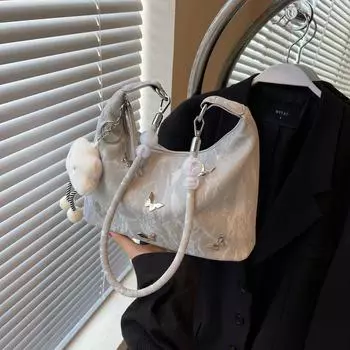 Women s Bag Fashion Bowknot Fancy Shoulder Bag Silver delivery pendant