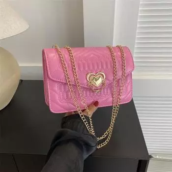Женская сумка Модная цепочка Сумка на плечо Зарубежный стиль Сумка-мессенджер Модная универсальная Любовь Маленькая квадратная сумка Тренд красный