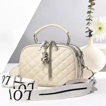 Women s bag fashion diamond hand bag bear pendant fringed three-layer versatile messenger shoulder bag 20*9*15 чёрный