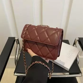 Женская сумка Модная маленькая квадратная сумка Текстура ПУ Вышивальная нить Сумка через плечо Нишевая Универсальная сумка-мессенджер красный