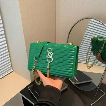 Women S Bag Fashion Small Square Bag Texture Pu Shoulder Bag Craft Pressure Shell Chain Messenger Bag розы красного