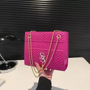 Women S Bag Fashion Small Square Bag Texture Shoulder Bag Niche Chain Messenger Bag Trend Versatile Underarm Bag розы красного