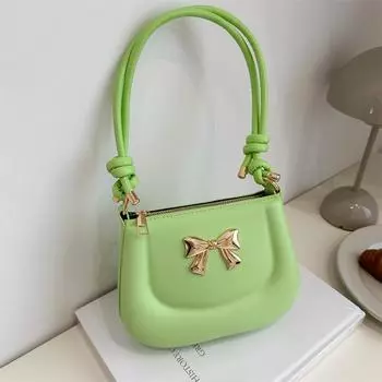 Women S Bag Fashion Texture Small Square Bag Fashion Handbag Small Fresh Bow Shoulder Bag коричневый