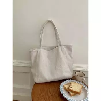 Women s Bag K-style Twill Shoulder Satchel Tote Bag Beige