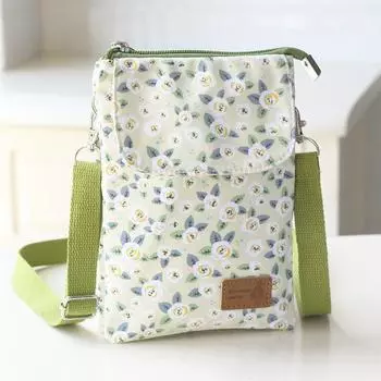 Women s Bag New Arrival Fashion Fabric Coin Pocket Small Shoulder Bag Grass Green Camellia(Five floors)