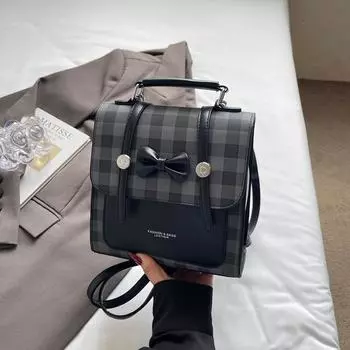 Women s bag new bow niche design simple versatile commuter fashion texture backpack чёрный
