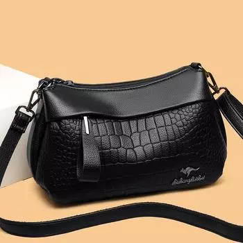 Women s Bag New Style Ladies Mom Bag Large Capacity Soft Leather Handbag Cross-border Wholesale Shoulder Bag чёрный