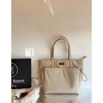 Women s Bag Niche Style Double-Layer Portable Shoulder Commuter Bag Khakis