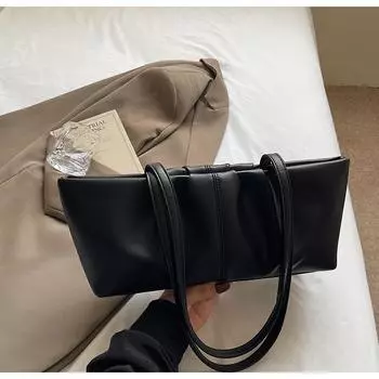 Women s bag niche tote bag design women s new popular student large-capacity shoulder underarm commuter bag чёрный