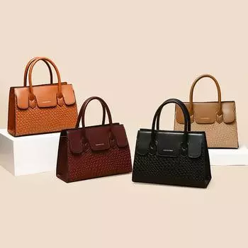 Женская сумка в стиле ретро с тиснением через плечо, портативная сумка большой вместимости чёрный