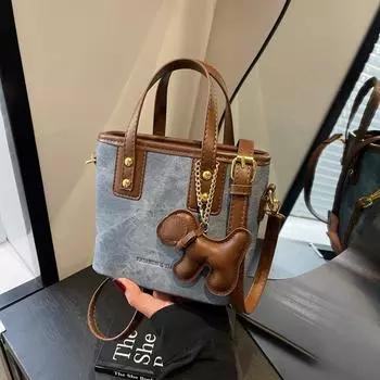 Женская сумка ретро нишевая сумка-ведро женская осень 2024 контрастного цвета модная сумка через плечо высокого класса сумка-мессенджер 19*9*16