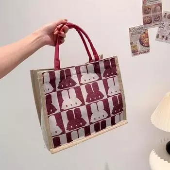 Женская сумка простая чистая льняная модная портативная магнитная пряжка одно плечевая сумка сумка кролик синий