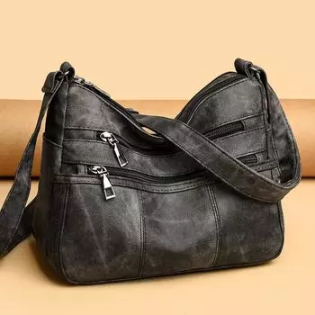 Женская сумка Маленькая квадратная сумка Сумка через плечо большой вместимости Женская сумка через плечо среднего возраста чёрный