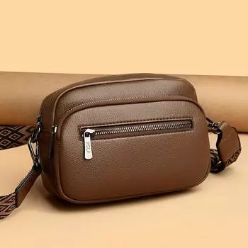 Women s bag Small square bag Multi-layer large-capacity messenger bag Casual broadband shoulder bag чёрный