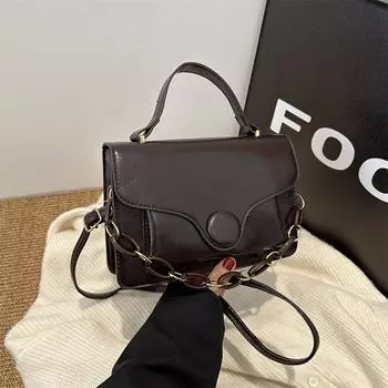 Женская сумка, Маленькая квадратная сумка, Нишевая цепочка в иностранном стиле, Сумка-тоут, Сумка через плечо, Текстурированная ретро-сумка-мессенджер. светло-коричневого