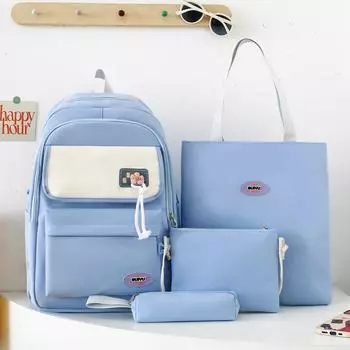 Женская сумка, школьный рюкзак, рюкзак большой вместимости для учеников младших классов, набор из нескольких предметов, косметичка чёрный