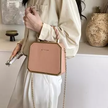 Женские сумки простые и универсальные, фактурные сумки-коробки, знаменитости 2024 новые сумки-мессенджеры с цепочкой, женские сумки зелёный