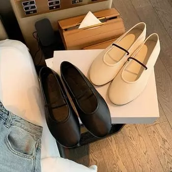 Женские балетки повседневные дышащие туфли без застежек из мягкой кожи с мелким носком женские туфли Мэри Джейн для активного отдыха 35