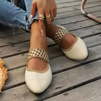 Women s Ballet Flats Casual Shoes Low Heel Barefoot Elegant Woman Sneakers Socofy Comfortable Pointed Toe on 36 бежевый