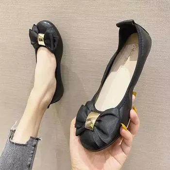 Women s Ballet Shoes Butterfly Knot Ballet Flats Women PU Leather Girl Shoes Ballerina Mary Jane Ballet Flats Luxury Shoes 34 абрикосовый