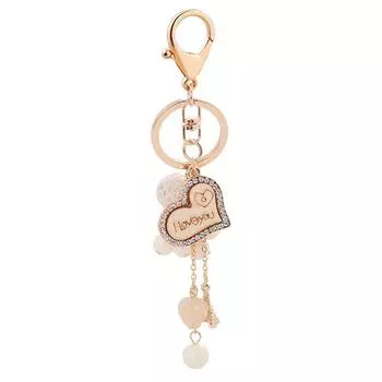 Women s Beads Iron Tower Backpack Pendant Love Heart Keychains Bag Pendant Key Ring Keys Holder A