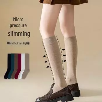 Women s Black Over-the-Knee Calf Socks - Japanese Style, Spring/Autumn Trend, Slim Fit, Solid Color Women s 35-40