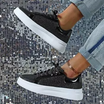 Женские черные кроссовки, увеличивающие рост, повседневная обувь для школьников и студентов, легкие кроссовки для пар, большие размеры 35-45 EU: 37 чёрный