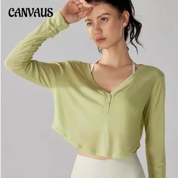 Женская блузка для йоги с длинным рукавом, свободная, дышащая, с V-образным вырезом, спортивная, быстросохнущая, для бега, фитнеса, одежда S чёрный