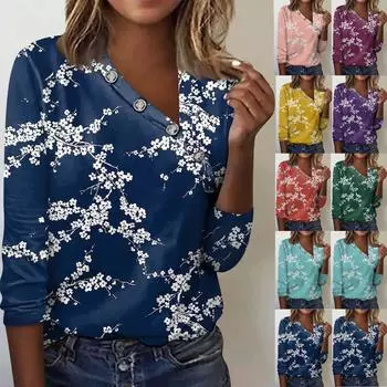 Женские блузки Нарядные повседневные сексуальные модные плиссированные футболки с воротником на пуговицах Модная одежда Туники Топы с укороченными рукавами Футболки Пуловеры M