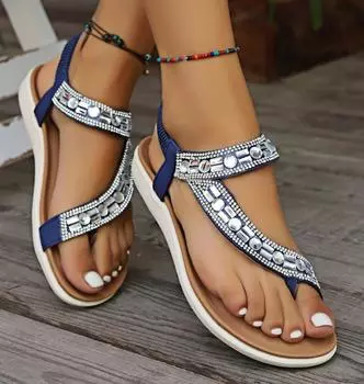 Women s Bohemia Bling Sandals Summer 2024 Casual Non Slip Beach Shoes Woman Roman Style Peep Toe Platform Sandals Plus Size 42 36 бежевый
