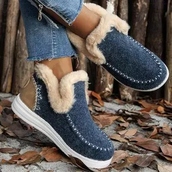 Women s Boots 2024 Trend Winter Boots With Fur Keep Warm Winter Shoes Women Ankle Boots Snow Botas Mujer Casual Winter Footwear 36 синий