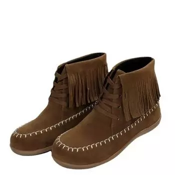 Women s Boots 2025 New Hot Sale Shoes for Women Lace Up Winter Round Toe Solid Flock Short Barrel Large Size Tassel Roman Boots 36