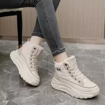 Women s Boots 2025 New Winter Fashion Plush Warm Ankle Cotton Shoes for Women Comfortable Thicken Cold Resistant Snow Boots 35 светло-коричневого