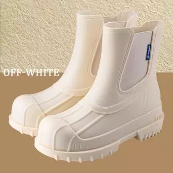Women s boots elastic Martin boots women s short and medium rain shoes shell head thick sole heightening women s water shoes rubber shoes rain boots 36