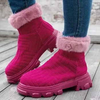 Women s Boots Thick-soled Snow 2024 Hot Sale Winter Round Toe Plush Warm Mid Heel Water Proof Casual Solid Color Ladies Boot 37 зелёный