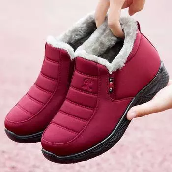 Women s Boots Unisex Winter Shoes Women Waterproof Snow Boots Female Slip on Casual Shoe Plush Footwear Men s Ankle Botas 35 красный