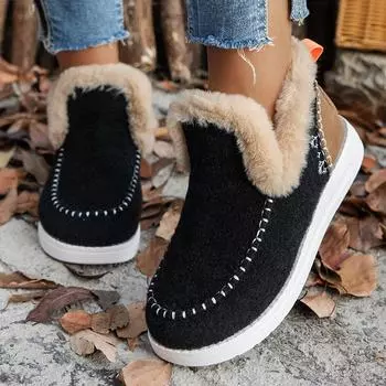 Women s Boots Warm Fur Winter Shoes Women 2024 New Winter Boots Slip On Ankle Boots Snow Winter Footwear Female 36 чёрный