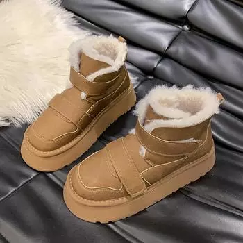 Women s Boots Winter Warm Plush Casual Comfortable 2024 Hot Sale Women Warm Flat with Non-slip Ladies Snow Boots Botines Mujer 35 бежевый