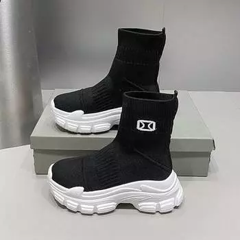 Women s Breathable 2025 Summer Autumn New Style Internet Hot Super Hot Knitted High-Top Casual Athletic Stretch Socks Boots 35