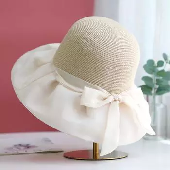 Women s Breathable Knitted Fisherman Hat with Bow, Spring/Summer Outdoor Sunshade Cap ONE SIZE хаки