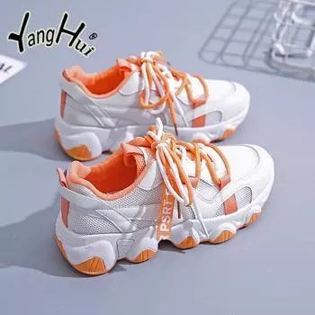 Women s Breathable Mesh Shoes 2024 New Summer Versatile Comfortable Thick Soles Elevated Sneakers Vulcanize Lace-up Spring 35 зелёный