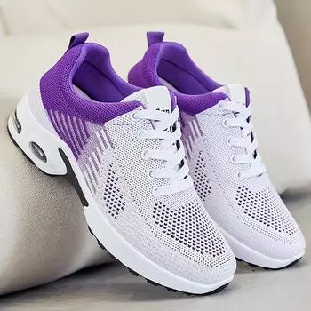 Women s Breathable Sneakers Summer Running Shoes Light Mesh Air Cushion Ladies Sports Shoes Outdoor Lace Up Training Shoes 36