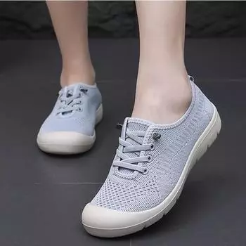 Women s Breathable Soft Soled Loafers Lightweight Singles Shoes Comfortable Anti Slip Round Head Solid Colour Walking Sneakers 37 серый