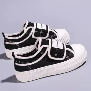 Women s Canvas Shoes New Platform Women s Shoes No Lace Velcro Casual Sneakers 35 чёрный