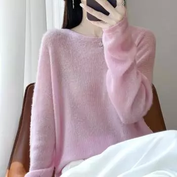Women s cashmere sweater Qinghe cashmere 30% cashmere 70% wool autumn and winter pullover warm and fashionable L