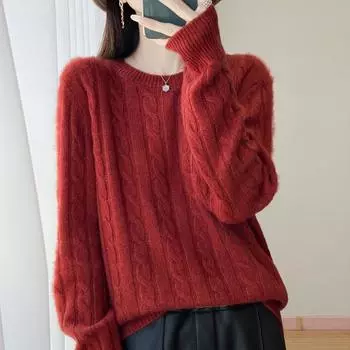 Women s cashmere sweater Qinghe cashmere 30% cashmere 70% wool autumn and winter pullover warm and fashionable M