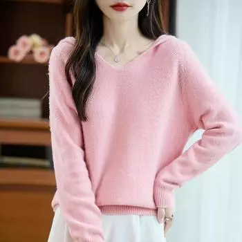 Women s cashmere sweater Qinghe cashmere 30% cashmere 70% wool autumn and winter pullover warm and fashionable XL