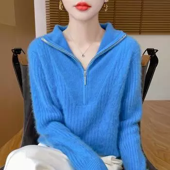 Women s cashmere sweater Qinghe cashmere 30% cashmere 70% wool autumn and winter pullover warm and fashionable L