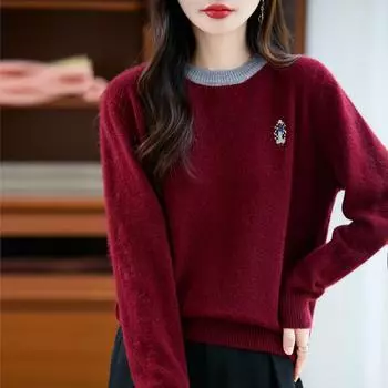 Women s cashmere sweater Qinghe cashmere 30% cashmere 70% wool autumn and winter pullover warm and fashionable M