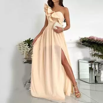 Женское повседневное и модное платье без рукавов, однотонное платье L бежевый